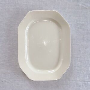 Vintage Large White Cream Octagonal Creamware Dining Serving Platter Plate
